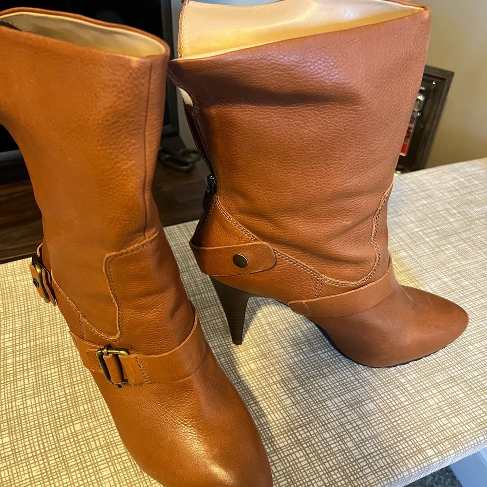 Cognac leather boots
